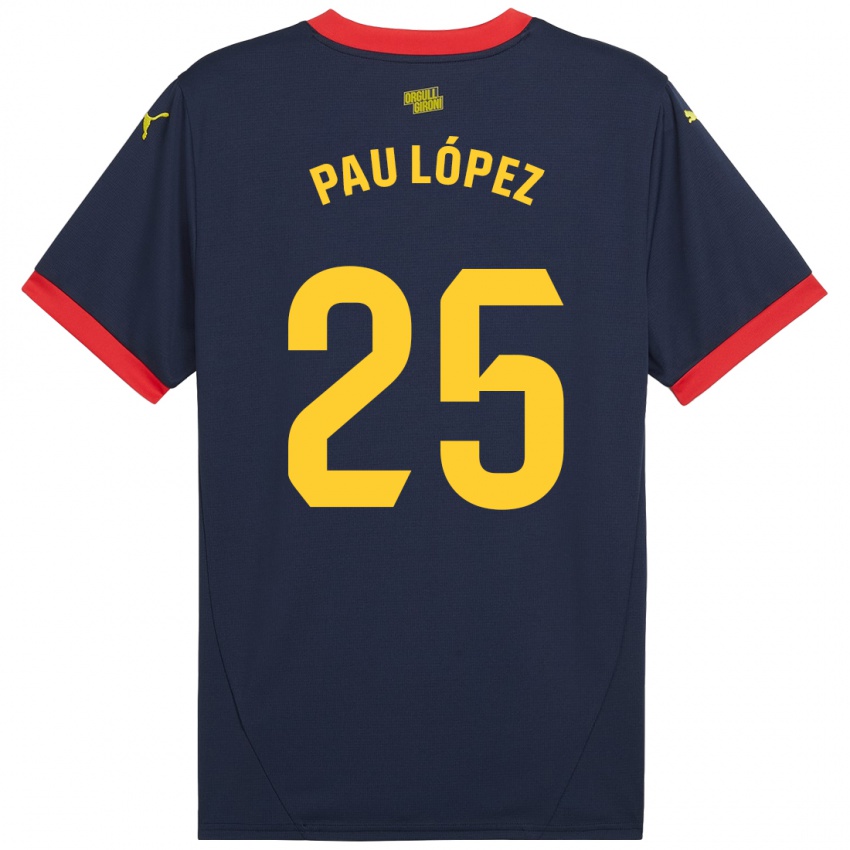 Gyermek Pau Lopez #25 Sötétvörös Idegenbeli Jersey 2024/25 Mez Póló Ing