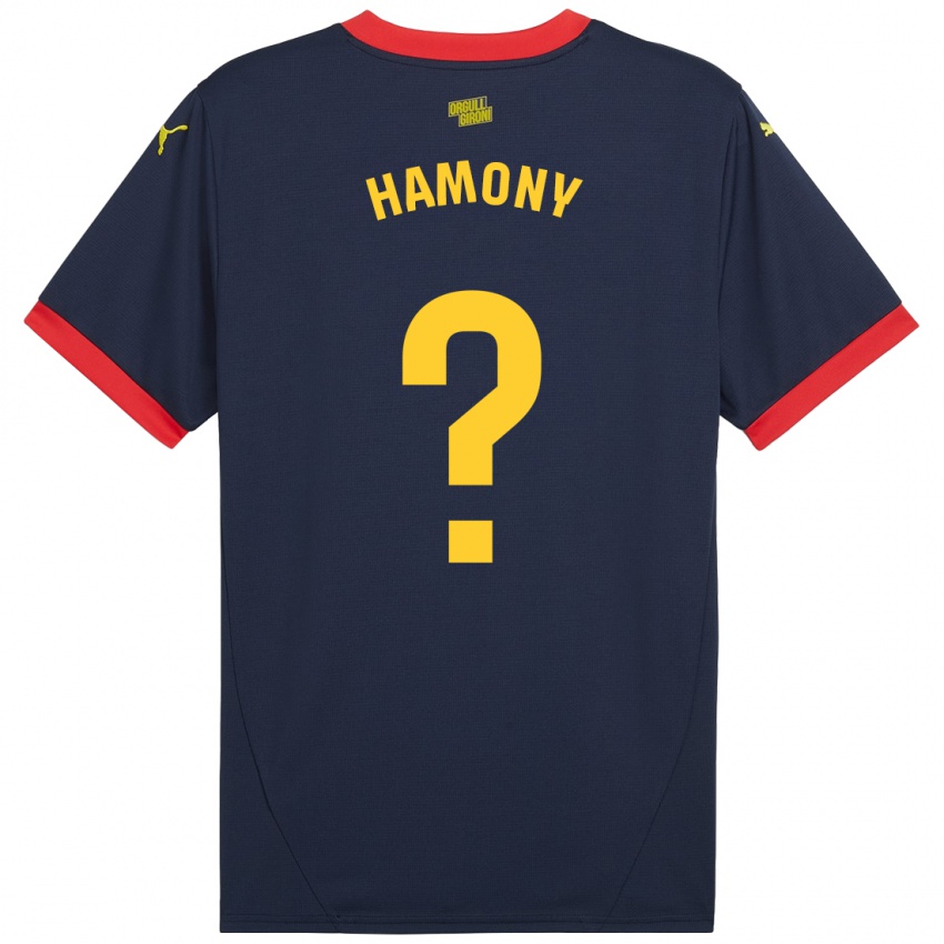 Gyermek Mohammed Hamony #0 Sötétvörös Idegenbeli Jersey 2024/25 Mez Póló Ing