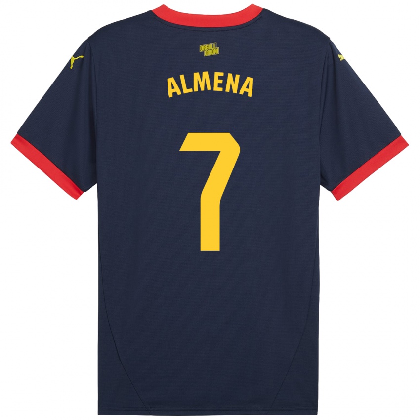 Gyermek Iker Almena #7 Sötétvörös Idegenbeli Jersey 2024/25 Mez Póló Ing