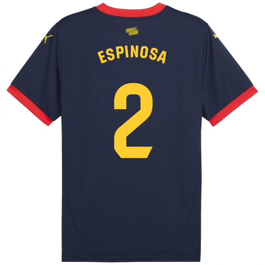 Gyermek Bernardo Espinosa #2 Sötétvörös Idegenbeli Jersey 2024/25 Mez Póló Ing