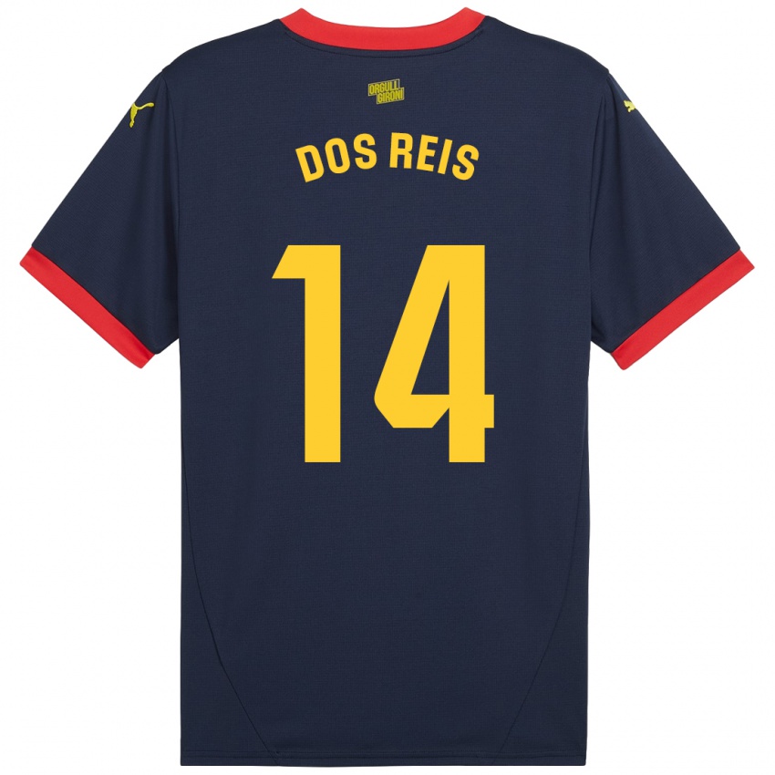 Gyermek Leo Dos Reis #14 Sötétvörös Idegenbeli Jersey 2024/25 Mez Póló Ing