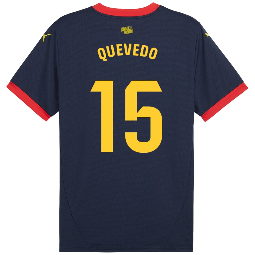 Gyermek Erik Quevedo #15 Sötétvörös Idegenbeli Jersey 2024/25 Mez Póló Ing