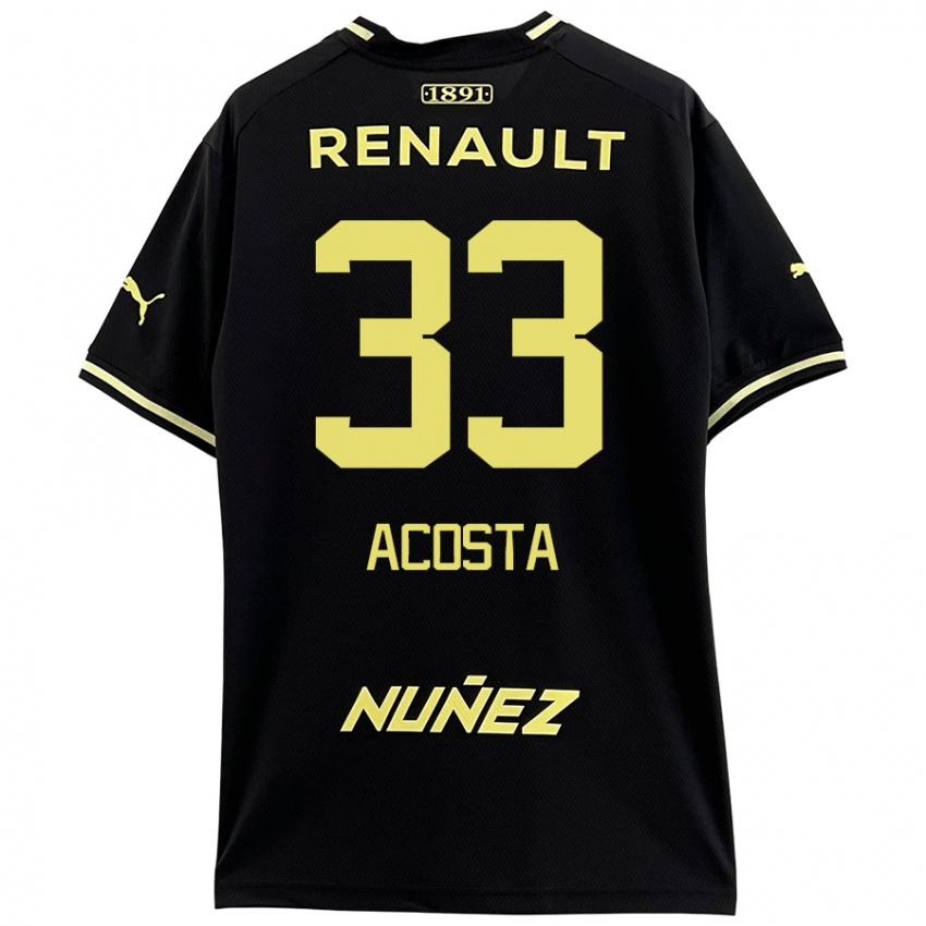 Gyermek Nahuel Acosta #33 Fekete Sárga Idegenbeli Jersey 2024/25 Mez Póló Ing