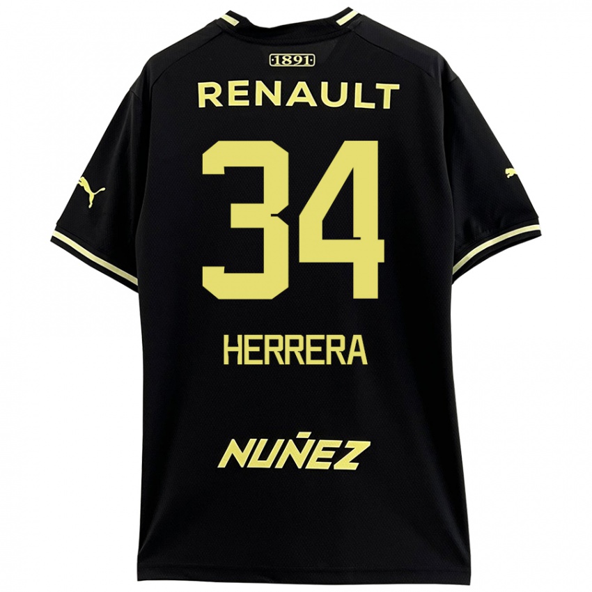 Gyermek Nahuel Herrera #34 Fekete Sárga Idegenbeli Jersey 2024/25 Mez Póló Ing