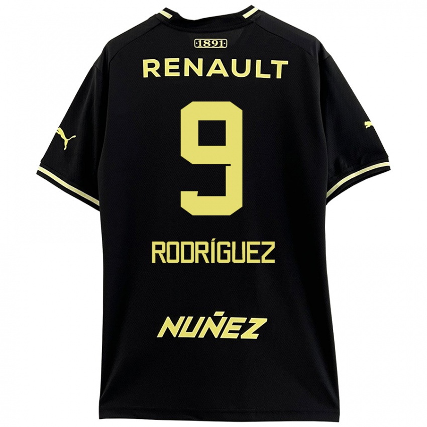 Gyermek Agustín Rodríguez #9 Fekete Sárga Idegenbeli Jersey 2024/25 Mez Póló Ing