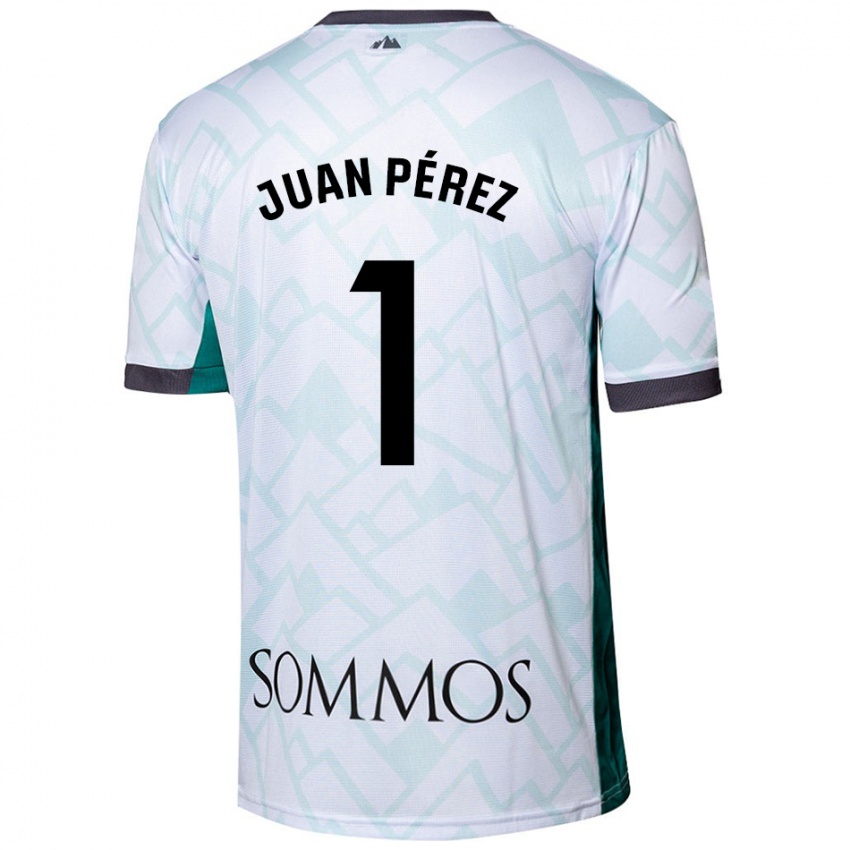 Gyermek Juan Pérez #1 Fehér Zöld Idegenbeli Jersey 2024/25 Mez Póló Ing