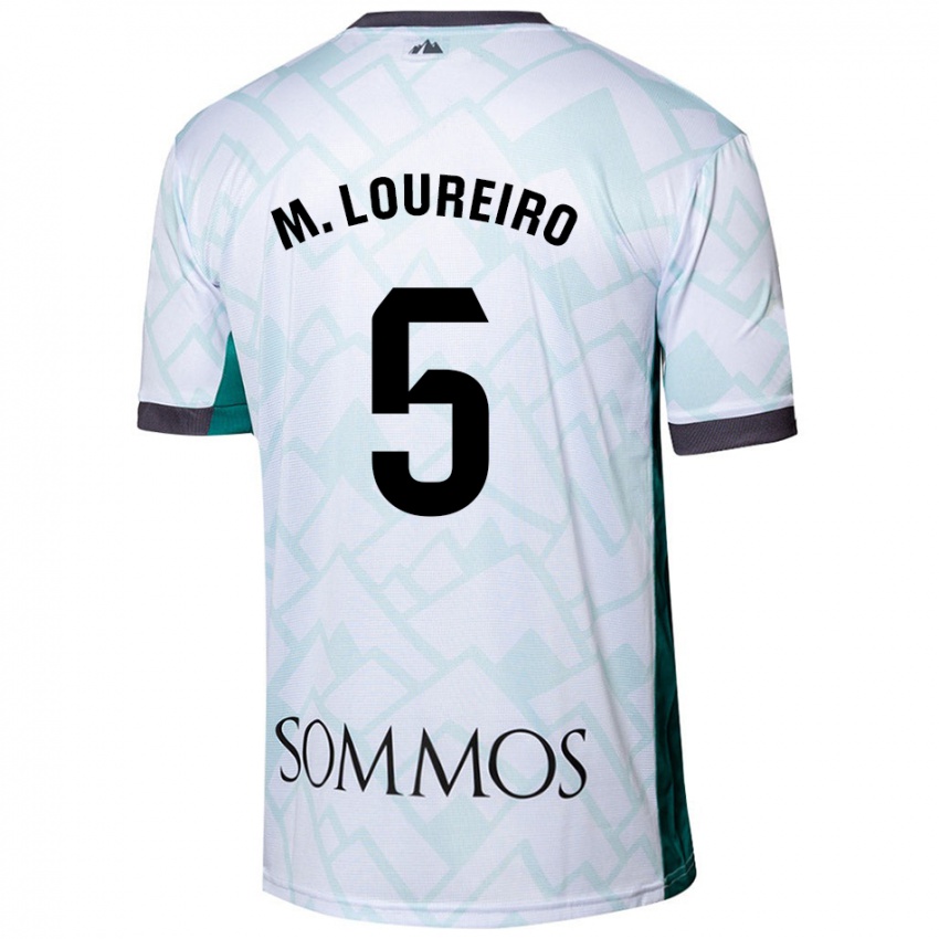 Gyermek Miguel Loureiro #5 Fehér Zöld Idegenbeli Jersey 2024/25 Mez Póló Ing