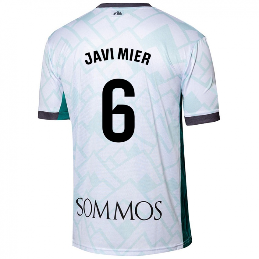 Gyermek Javi Mier #6 Fehér Zöld Idegenbeli Jersey 2024/25 Mez Póló Ing