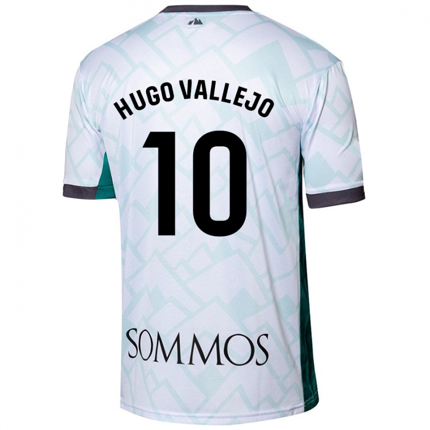 Gyermek Hugo Vallejo #10 Fehér Zöld Idegenbeli Jersey 2024/25 Mez Póló Ing