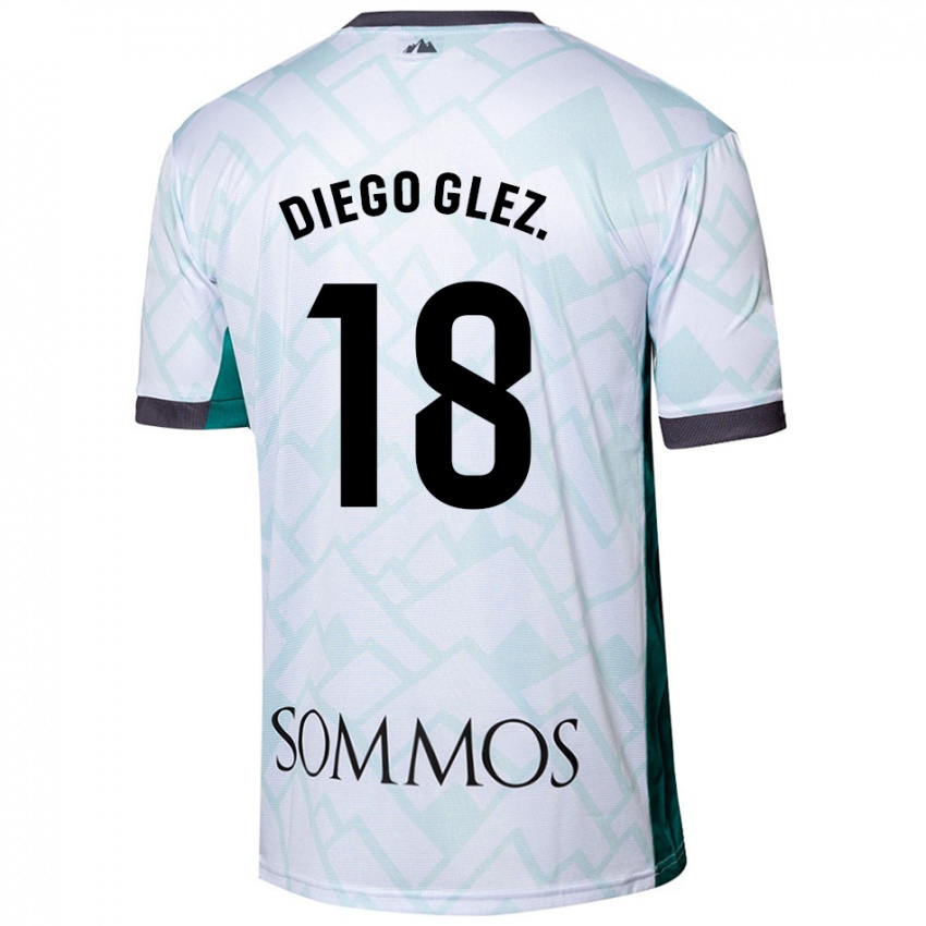 Gyermek Diego González #18 Fehér Zöld Idegenbeli Jersey 2024/25 Mez Póló Ing