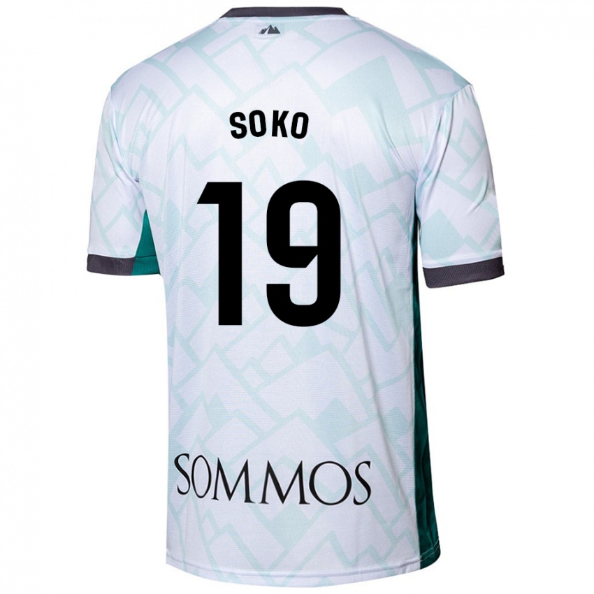 Gyermek Patrick Soko #19 Fehér Zöld Idegenbeli Jersey 2024/25 Mez Póló Ing