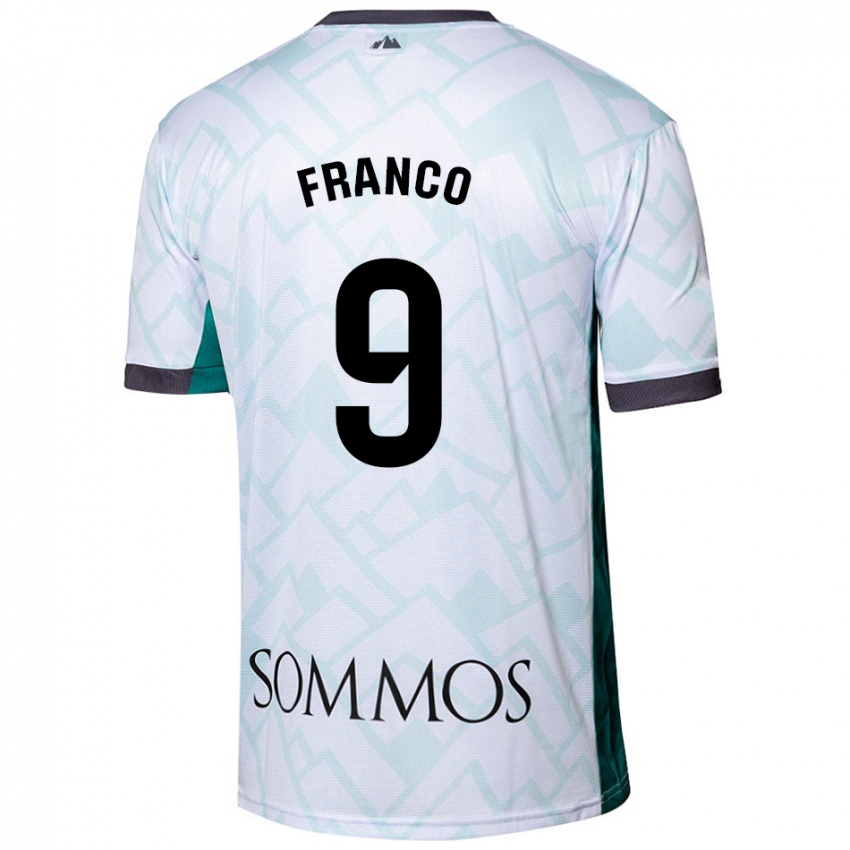 Gyermek Santi Franco #9 Fehér Zöld Idegenbeli Jersey 2024/25 Mez Póló Ing