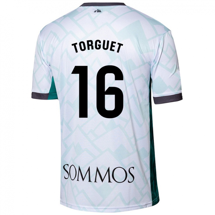 Gyermek Miguel Torguet #16 Fehér Zöld Idegenbeli Jersey 2024/25 Mez Póló Ing