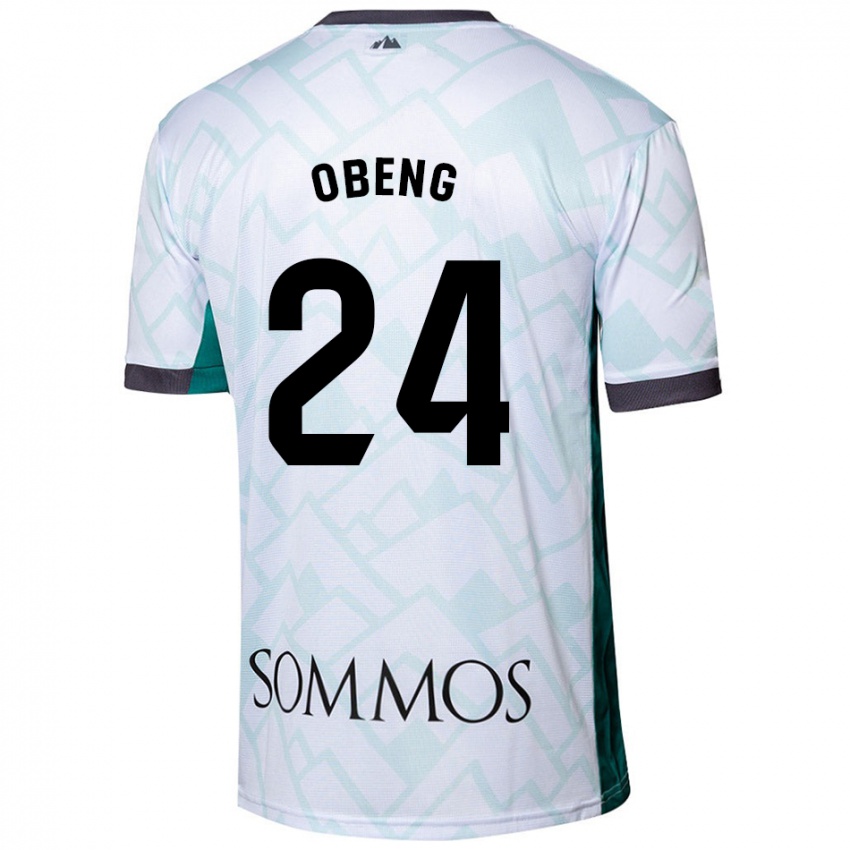 Gyermek Samuel Obeng #24 Fehér Zöld Idegenbeli Jersey 2024/25 Mez Póló Ing