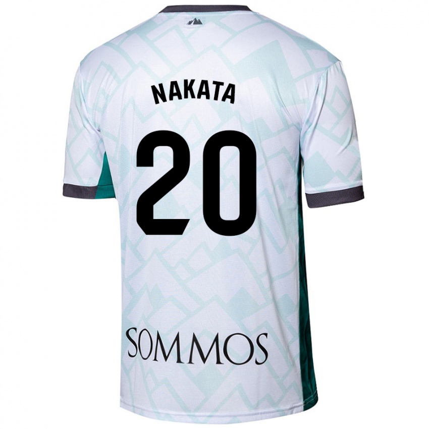 Gyermek Yuki Nakata #20 Fehér Zöld Idegenbeli Jersey 2024/25 Mez Póló Ing