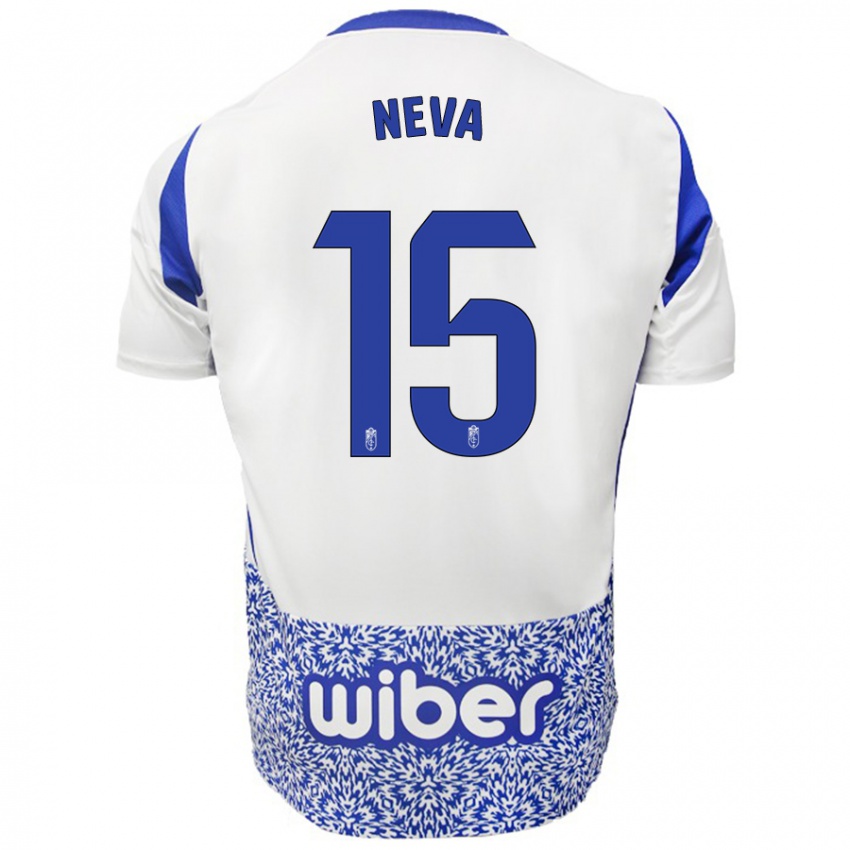 Gyermek Carlos Neva #15 Fehér Kék Idegenbeli Jersey 2024/25 Mez Póló Ing