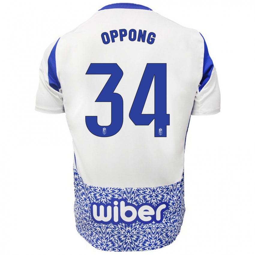 Gyermek Oscar Naasei Oppong #34 Fehér Kék Idegenbeli Jersey 2024/25 Mez Póló Ing