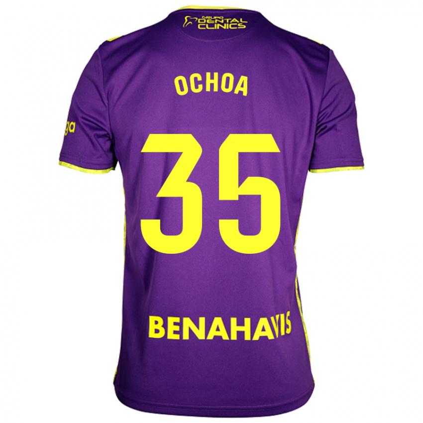 Gyermek Aarón Ochoa #35 Lila Sárga Idegenbeli Jersey 2024/25 Mez Póló Ing