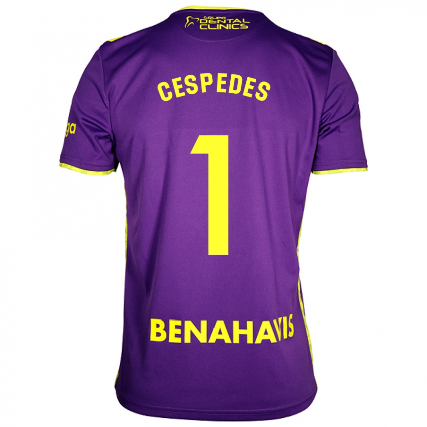 Gyermek Andrés Céspedes #1 Lila Sárga Idegenbeli Jersey 2024/25 Mez Póló Ing