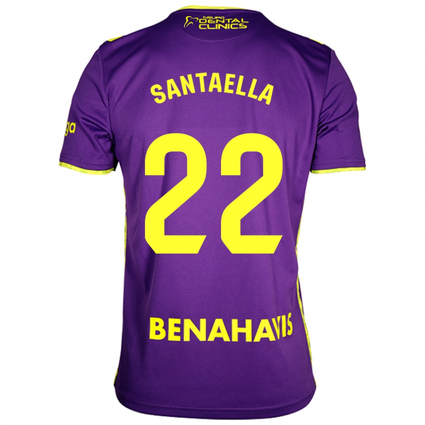 Gyermek Miguel Ángel Santaella #22 Lila Sárga Idegenbeli Jersey 2024/25 Mez Póló Ing