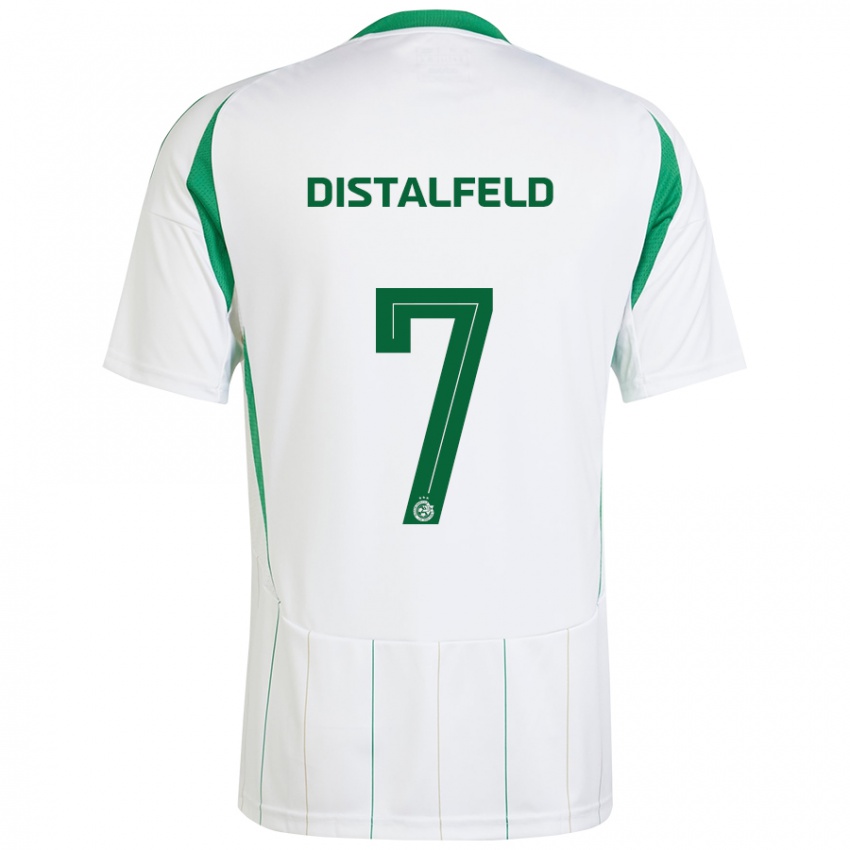 Gyermek Yanai Distalfeld #7 Fehér Zöld Idegenbeli Jersey 2024/25 Mez Póló Ing