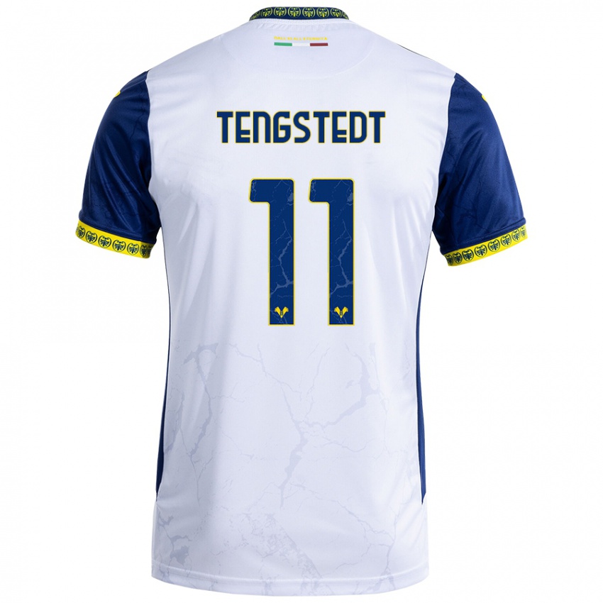 Gyermek Casper Tengstedt #11 Fehér Kék Idegenbeli Jersey 2024/25 Mez Póló Ing