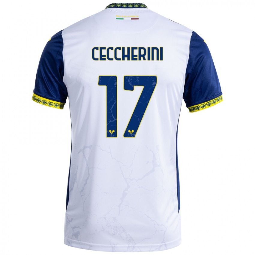 Gyermek Federico Ceccherini #17 Fehér Kék Idegenbeli Jersey 2024/25 Mez Póló Ing