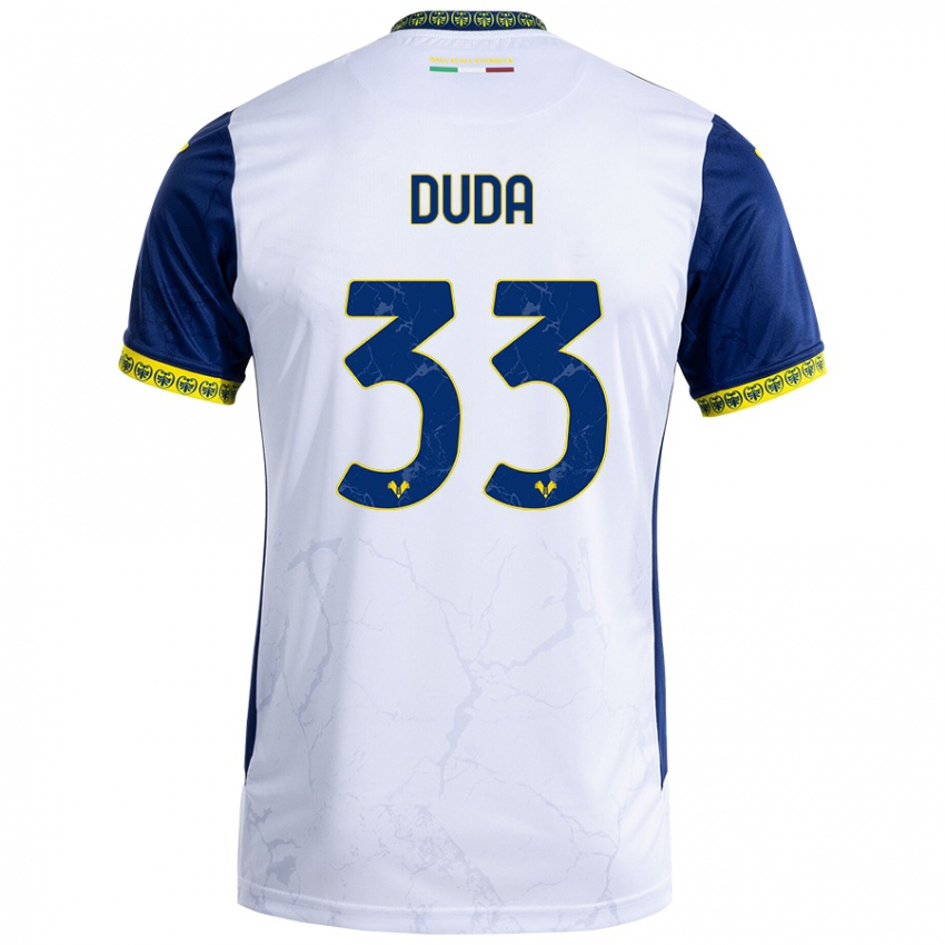 Gyermek Ondrej Duda #33 Fehér Kék Idegenbeli Jersey 2024/25 Mez Póló Ing