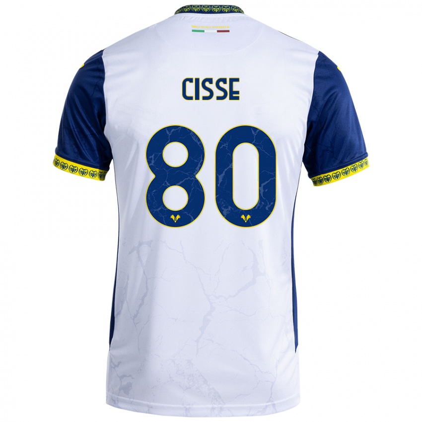 Gyermek Alphadjo Cissè #80 Fehér Kék Idegenbeli Jersey 2024/25 Mez Póló Ing