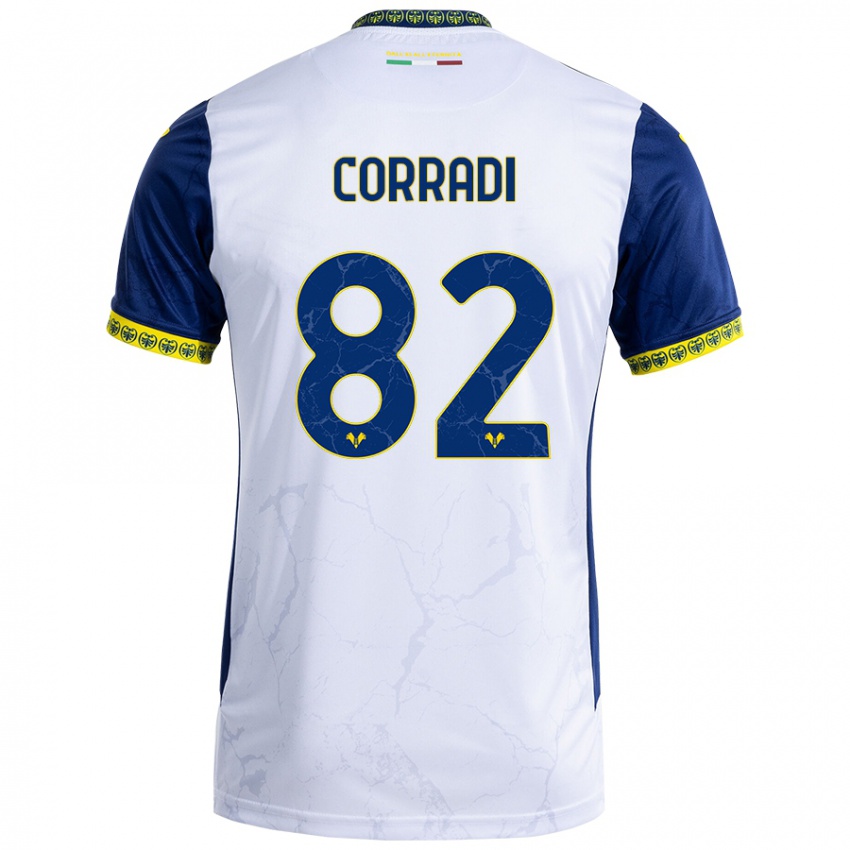 Gyermek Christian Corradi #82 Fehér Kék Idegenbeli Jersey 2024/25 Mez Póló Ing