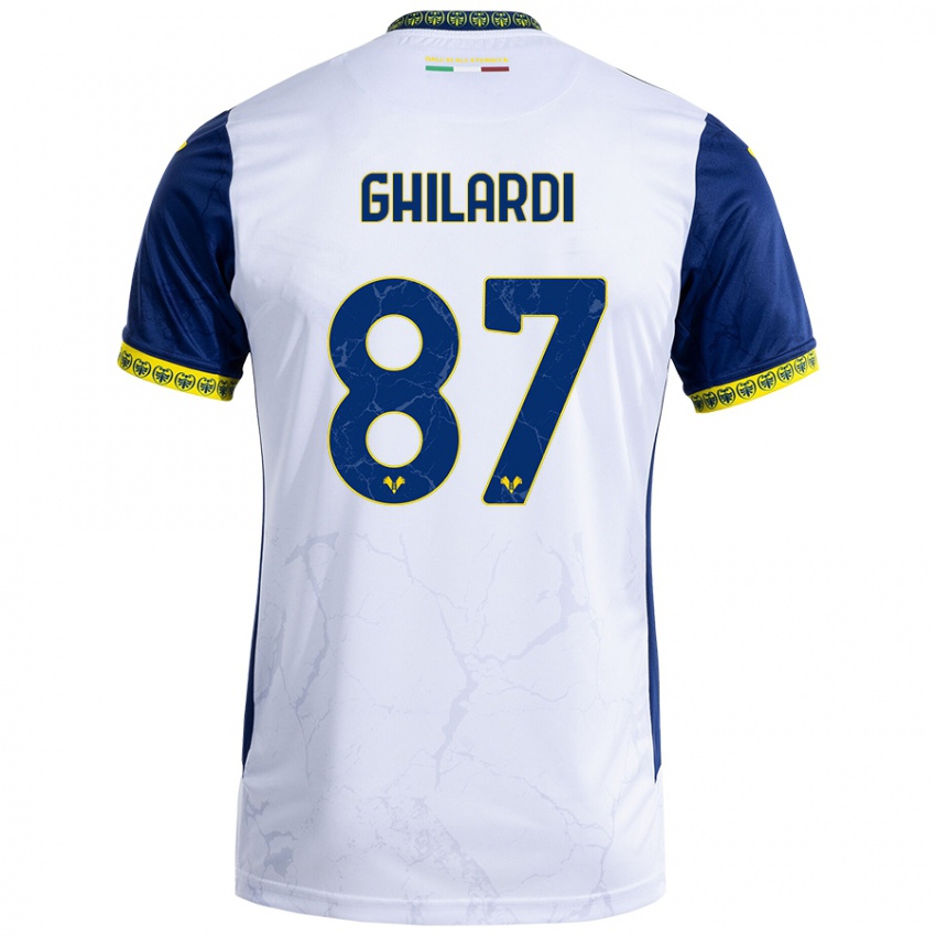 Gyermek Daniele Ghilardi #87 Fehér Kék Idegenbeli Jersey 2024/25 Mez Póló Ing