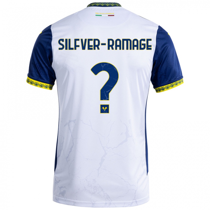 Gyermek William Silfver-Ramage #0 Fehér Kék Idegenbeli Jersey 2024/25 Mez Póló Ing