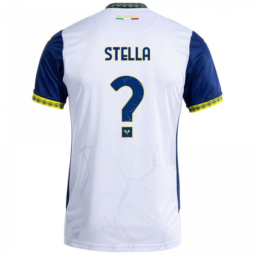 Gyermek Kevin Stella #0 Fehér Kék Idegenbeli Jersey 2024/25 Mez Póló Ing