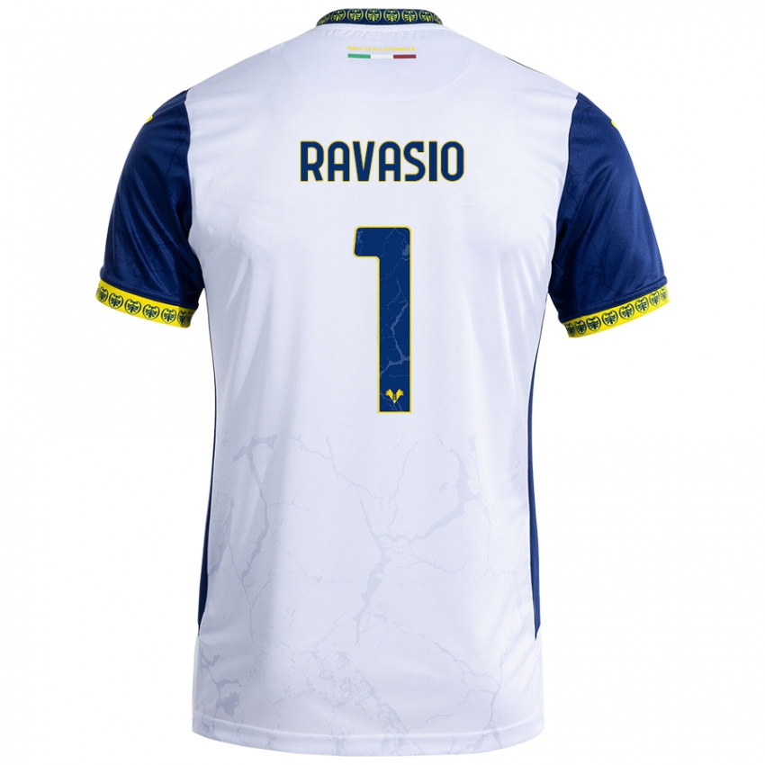 Gyermek Manuel Ravasio #1 Fehér Kék Idegenbeli Jersey 2024/25 Mez Póló Ing