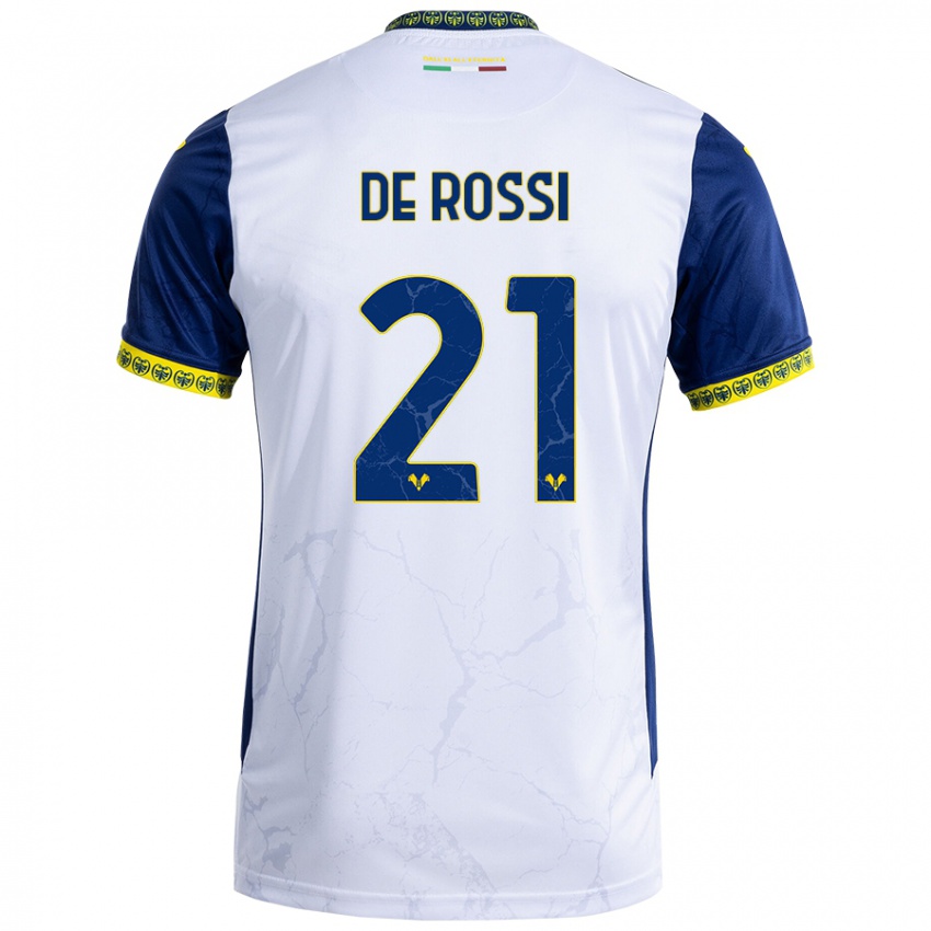 Gyermek Michele De Rossi #21 Fehér Kék Idegenbeli Jersey 2024/25 Mez Póló Ing