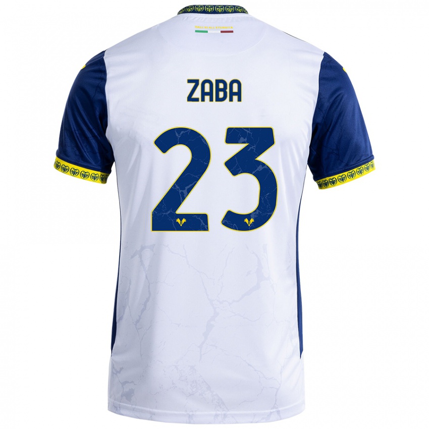 Gyermek Nelson Zaba #23 Fehér Kék Idegenbeli Jersey 2024/25 Mez Póló Ing