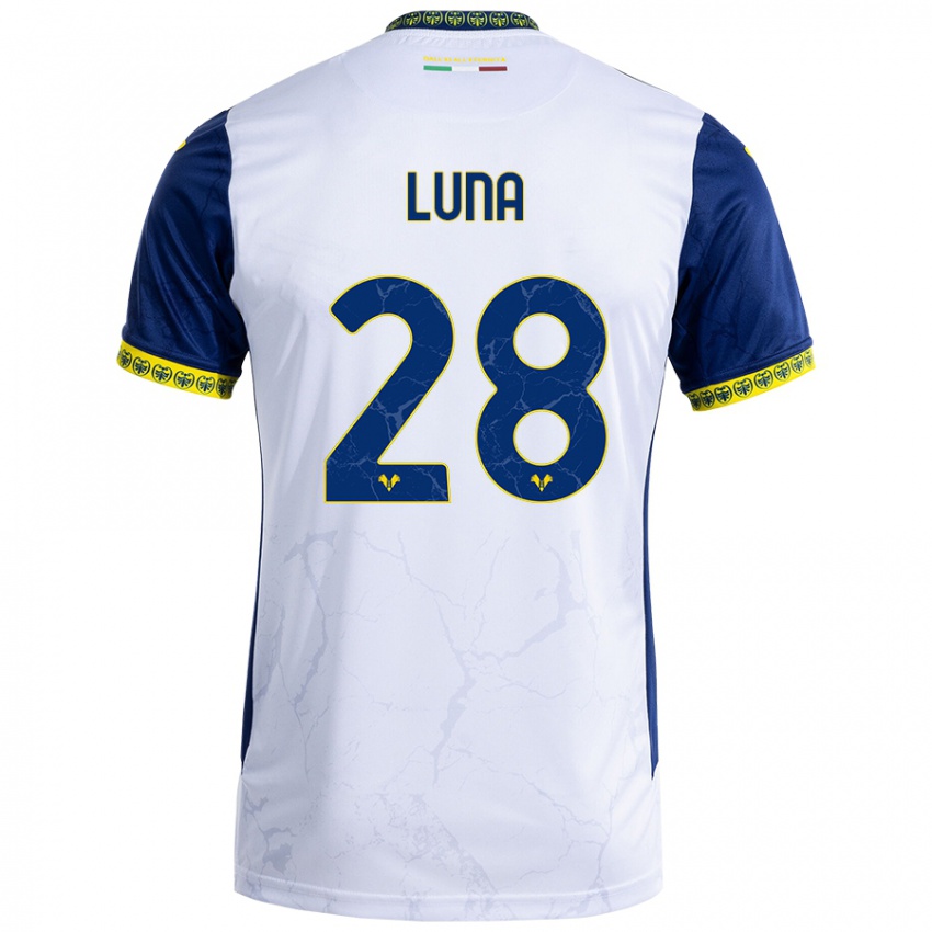 Gyermek Agustín Luna #28 Fehér Kék Idegenbeli Jersey 2024/25 Mez Póló Ing