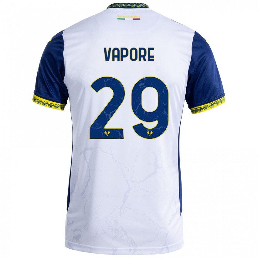 Gyermek Angelo Vapore #29 Fehér Kék Idegenbeli Jersey 2024/25 Mez Póló Ing