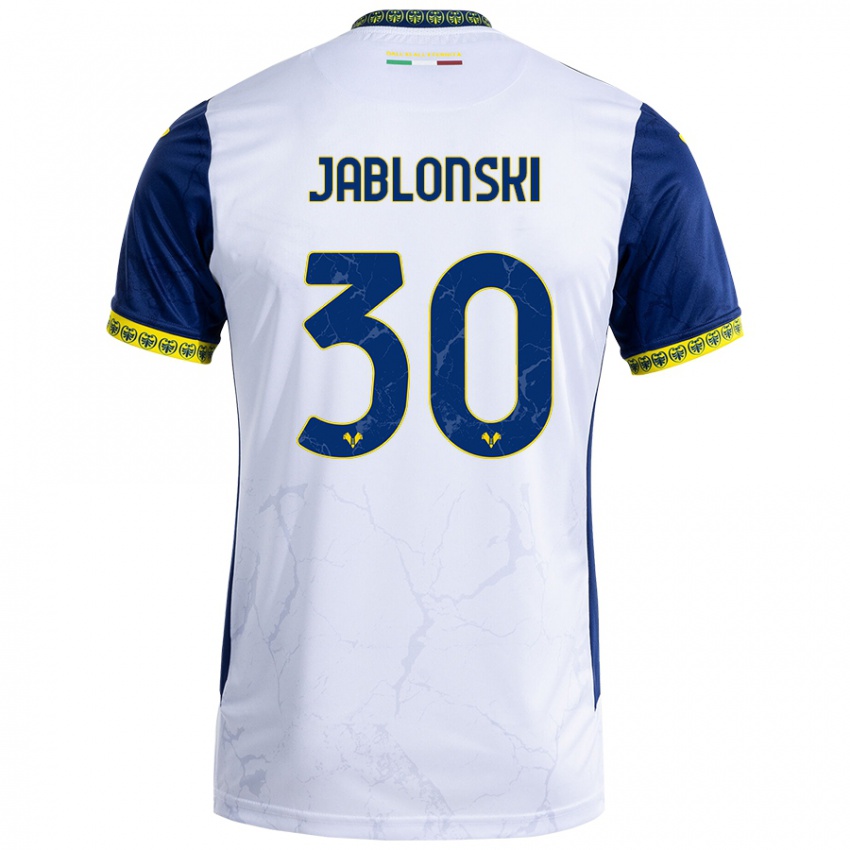 Gyermek Darvin Jablonski #30 Fehér Kék Idegenbeli Jersey 2024/25 Mez Póló Ing