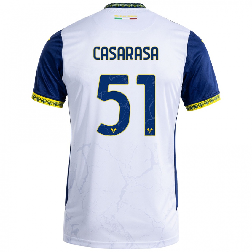 Gyermek Asia Casarasa #51 Fehér Kék Idegenbeli Jersey 2024/25 Mez Póló Ing