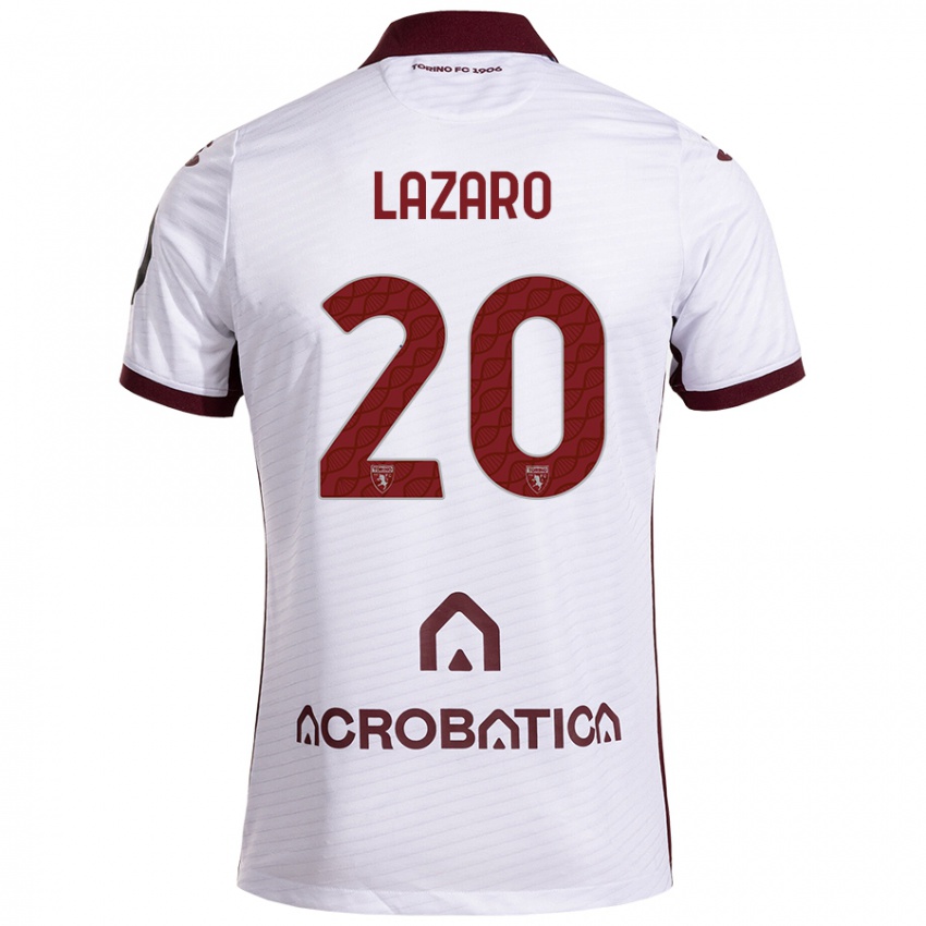 Gyermek Valentino Lazaro #20 Fehér Barna Idegenbeli Jersey 2024/25 Mez Póló Ing