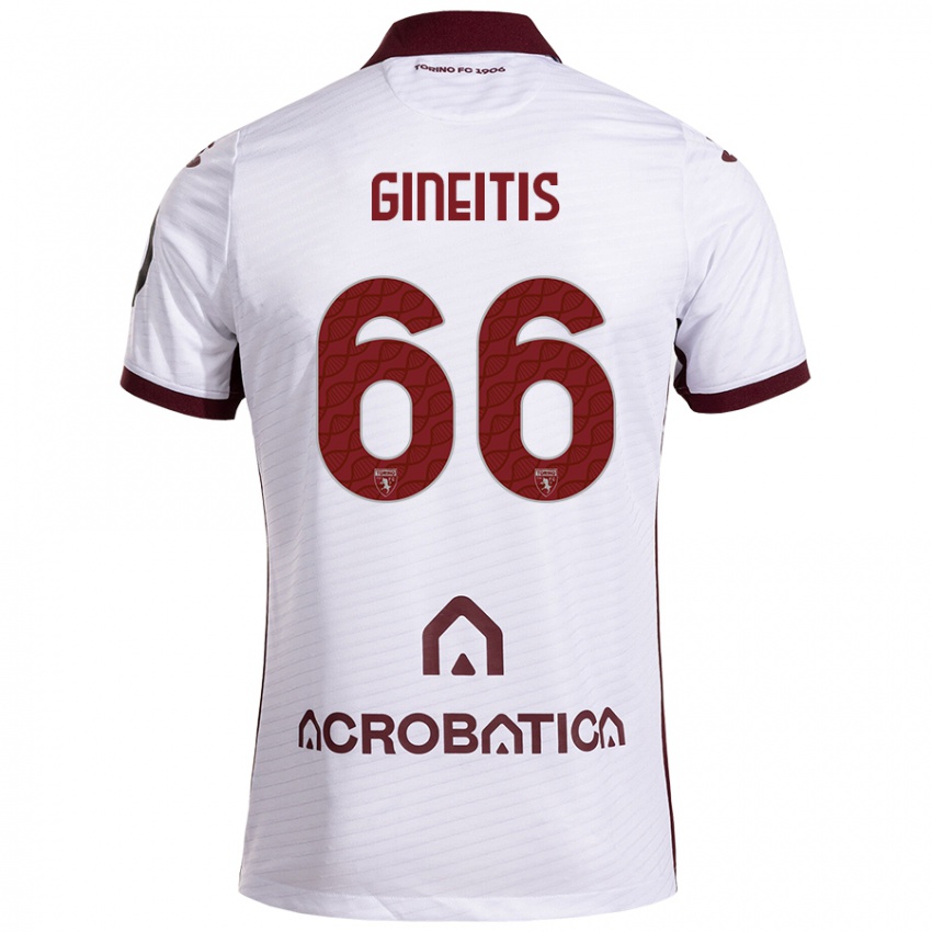 Gyermek Gvidas Gineitis #66 Fehér Barna Idegenbeli Jersey 2024/25 Mez Póló Ing