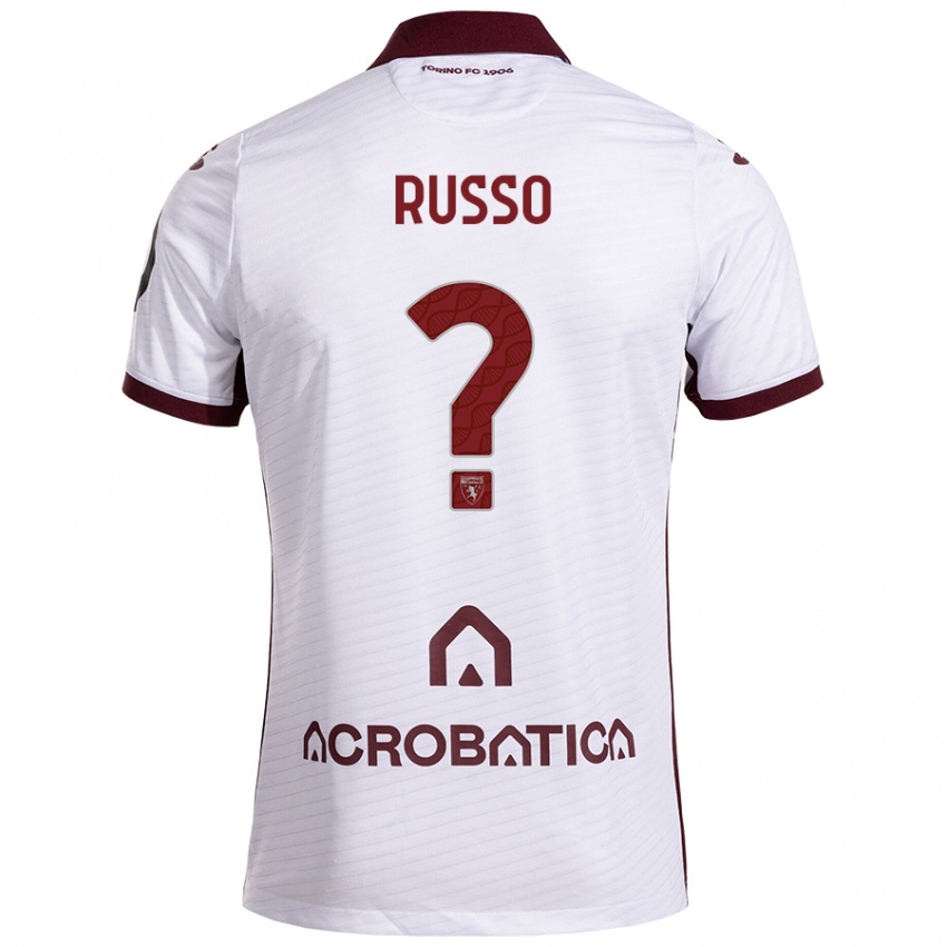 Gyermek Lorenzo Russo #0 Fehér Barna Idegenbeli Jersey 2024/25 Mez Póló Ing