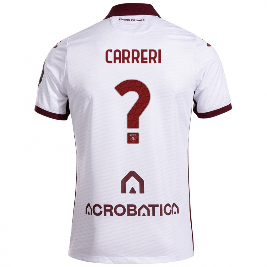 Gyermek Carlo Carreri #0 Fehér Barna Idegenbeli Jersey 2024/25 Mez Póló Ing