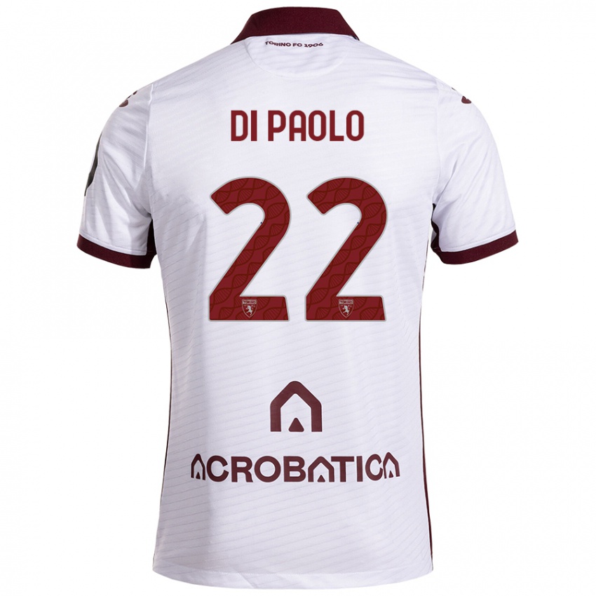 Gyermek Sebastiano Di Paolo #22 Fehér Barna Idegenbeli Jersey 2024/25 Mez Póló Ing