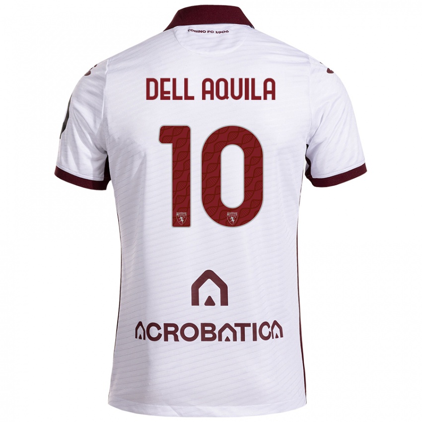 Gyermek Francesco Dell'aquila #10 Fehér Barna Idegenbeli Jersey 2024/25 Mez Póló Ing