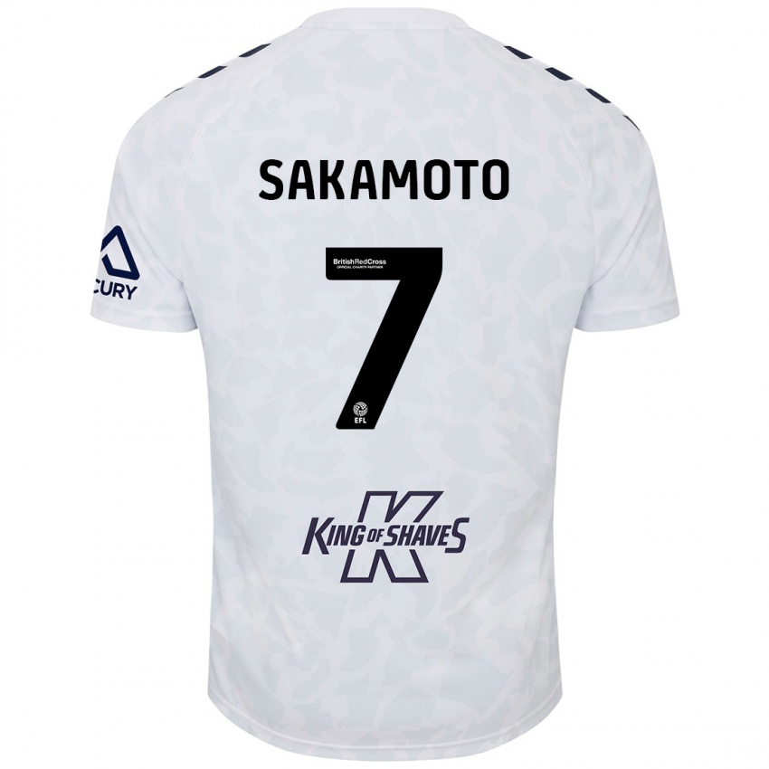 Gyermek Tatsuhiro Sakamoto #7 Fehér Idegenbeli Jersey 2024/25 Mez Póló Ing