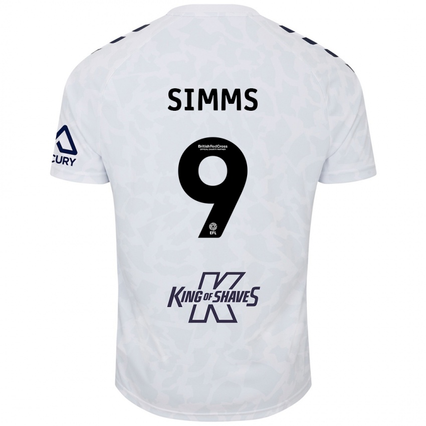 Gyermek Ellis Simms #9 Fehér Idegenbeli Jersey 2024/25 Mez Póló Ing