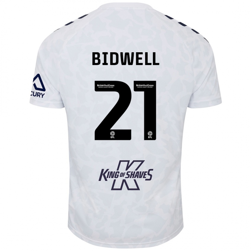 Gyermek Jake Bidwell #21 Fehér Idegenbeli Jersey 2024/25 Mez Póló Ing