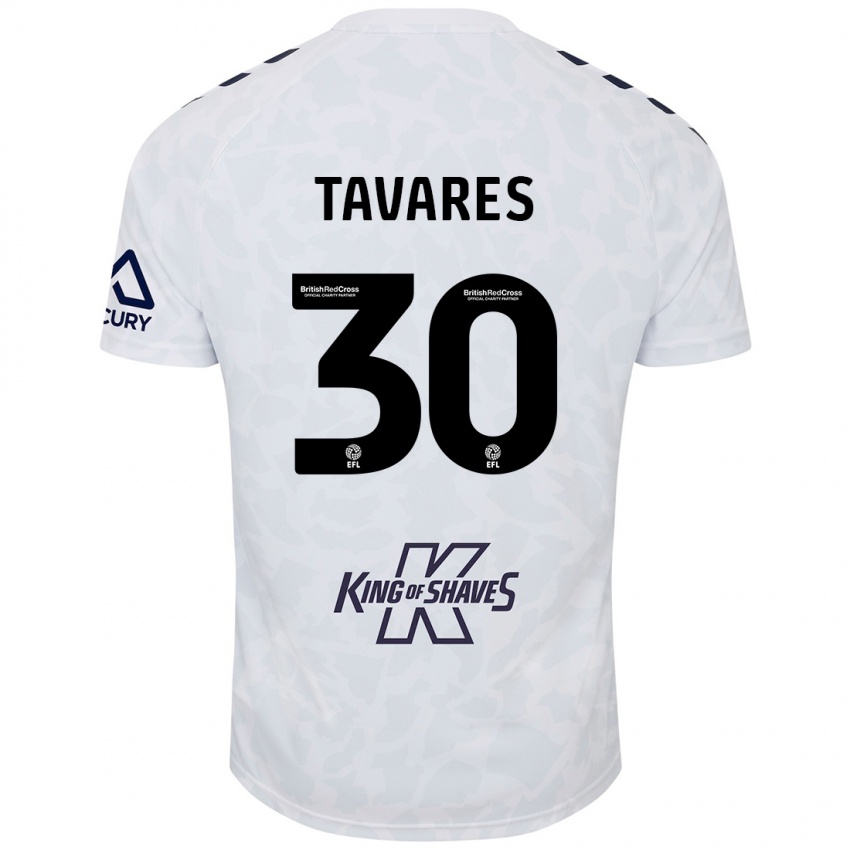 Gyermek Fábio Tavares #30 Fehér Idegenbeli Jersey 2024/25 Mez Póló Ing